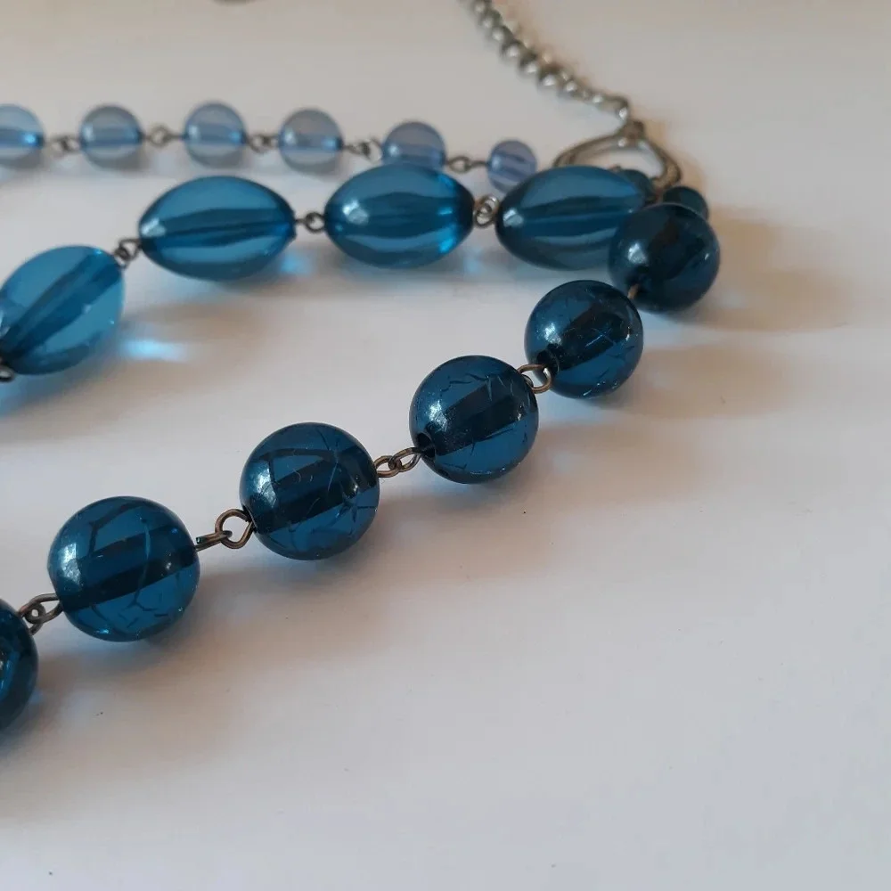 Blue beaded necklace from Icing